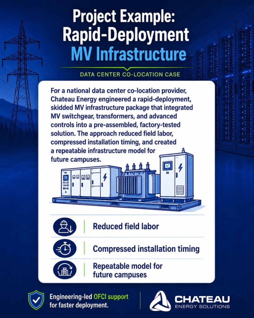 Skidded medium-voltage infrastructure package for data centers