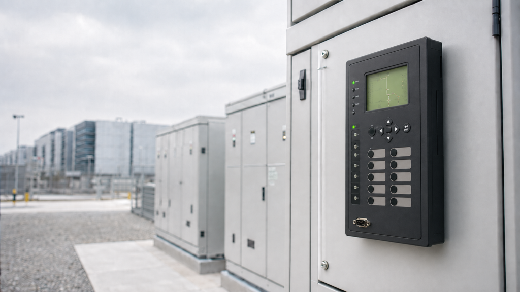 Protection relay installed on medium-voltage switchgear