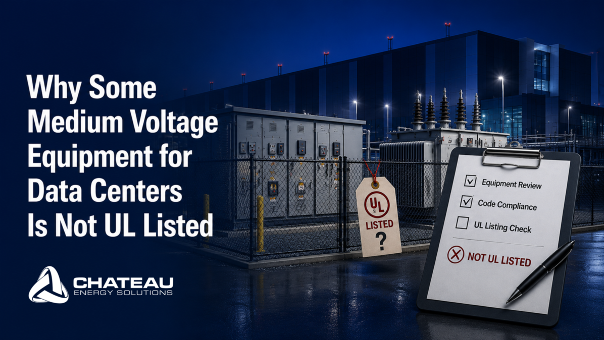 Chateau Energy Solutions graphic explaining why some medium voltage equipment for data centers is not UL listed